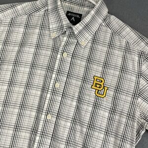 Antigua Baylor University Men's sz M Short Sleeve Embroidered Button Up Shirt